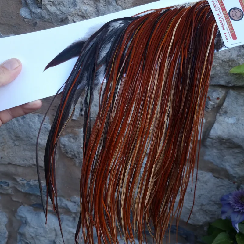 Whiting 1/2 BRONZE Grade Dry Fly Rooster Saddle in Brown